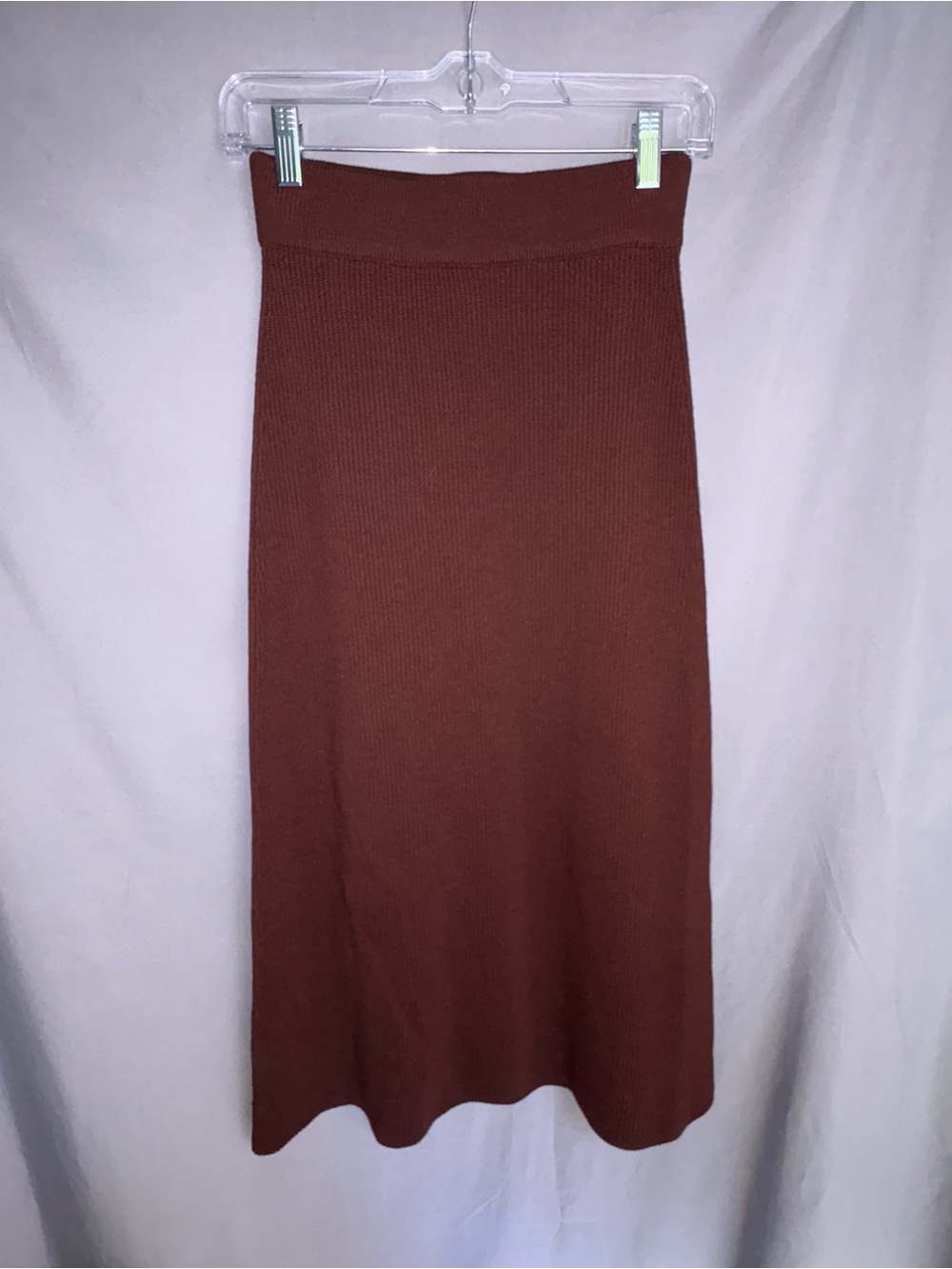 NWOT Sézane Naelle Skirt in "Chocolat" (Chocolate Brown) Rib Knit Midi